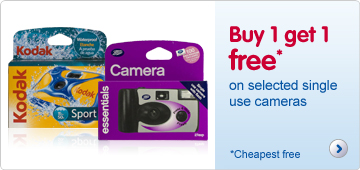 Buy one get one free on selected single use cameras